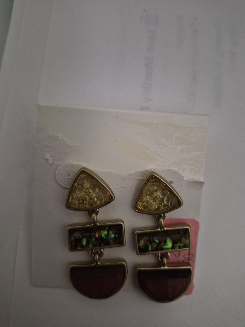 Gold-Tone Multi-Accent Drop Earrings with Yellow and Green Accents